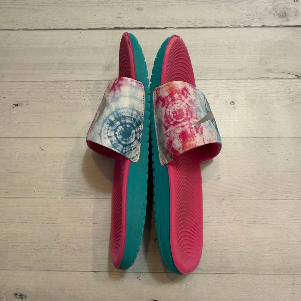 Nike girls pink tie dye slides sandals big kids size‎ 5